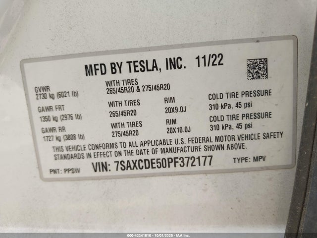 2023 TESLA MODEL X 7SAXCDE50PF372177 Photo 8