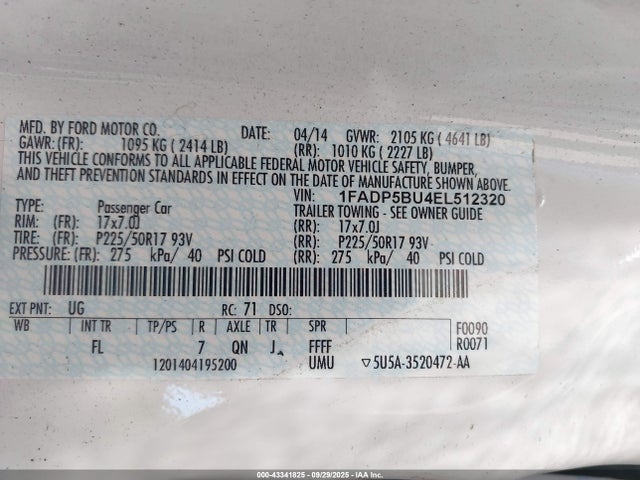 Ford atk ivct hev 2014 1FADP5BU4EL512320 Image 9