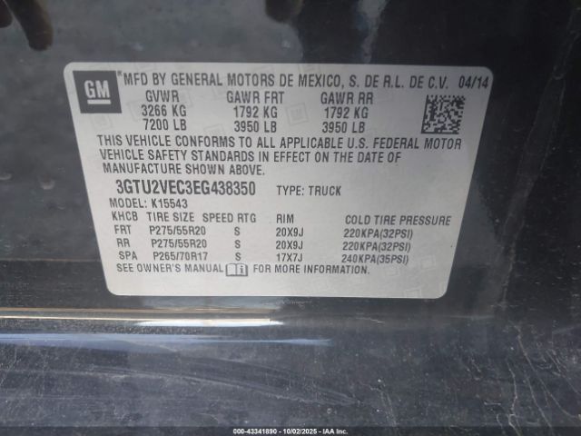 2014 GMC SIERRA 1500 3GTU2VEC3EG438350 Photo 8