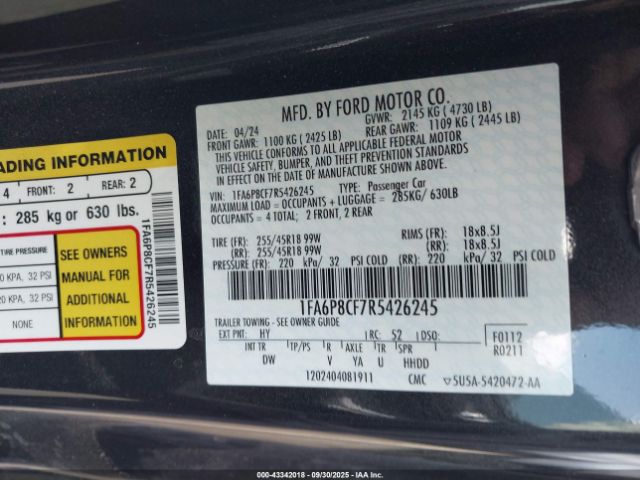 2024 FORD MUSTANG 1FA6P8CF7R5426245 Photo 8