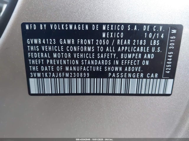 3VW1K7AJ6FM230899 Volkswagen Jetta 2.0l S