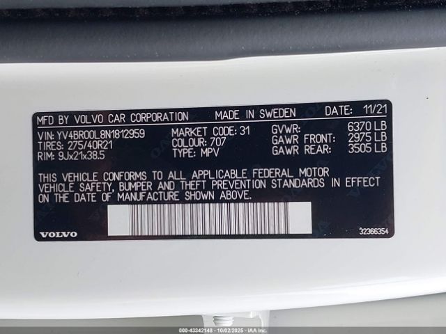 2022 VOLVO XC90 RECHARGE PLUG-IN HYBRID YV4BR00L8N1812959 Photo 8