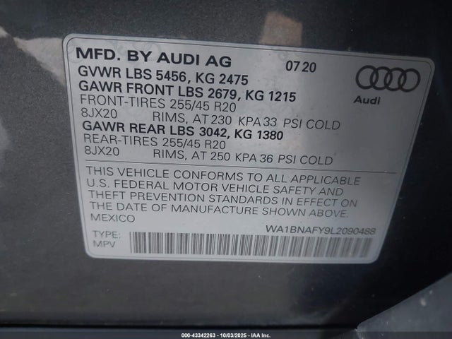 2020 AUDI Q5 WA1BNAFY9L2090488 Photo 8