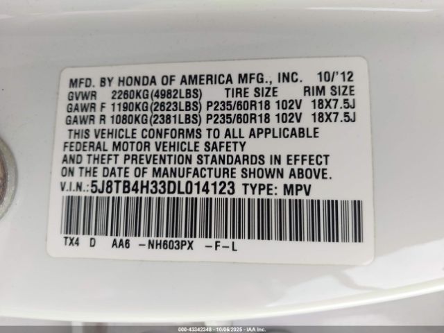 2013 ACURA RDX 5J8TB4H33DL014123 Photo 8