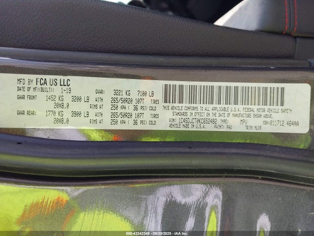 Dodge Durango 2019 1C4SDJCT0KC652482 Image 9