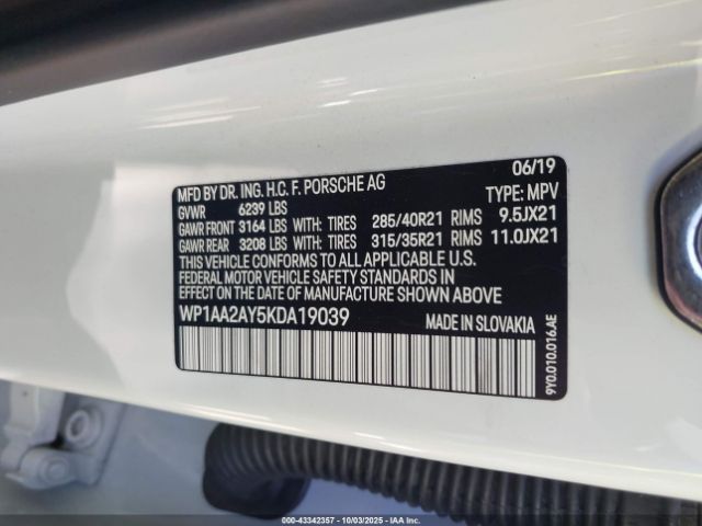 2019 PORSCHE CAYENNE WP1AA2AY5KDA19039 Photo 8