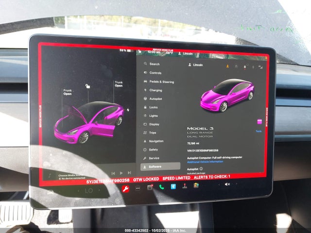 5YJ3E1EB8MF980258 Tesla MODEL 3