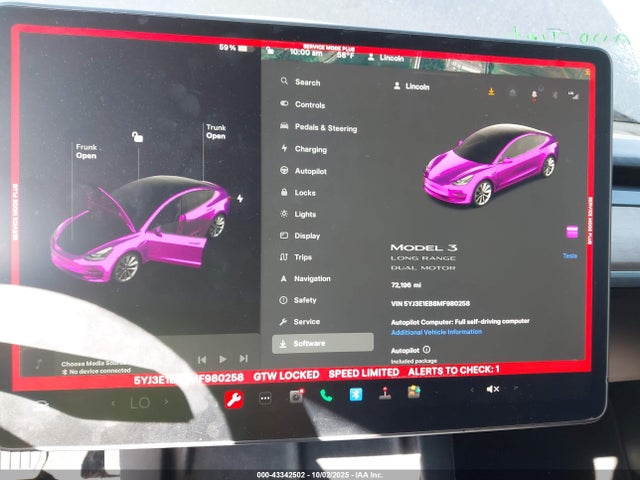 5YJ3E1EB8MF980258 Tesla MODEL 3
