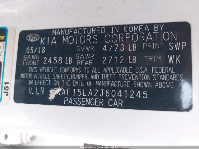 KIA tgdi theta ii 2018 KNAE15LA2J6041245 Image 9