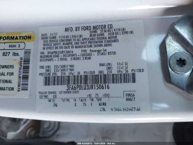 2018 FORD FUSION HYBRID 3FA6P0LU3JR150616 Photo 8