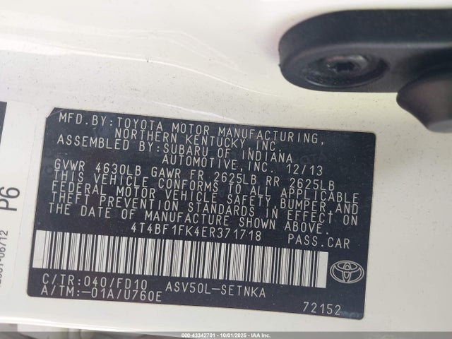 Aukcja sprzedaży 2014 Toyota Camry Le, vin: 4T4BF1FK4ER371718, numer aukcji: 43342701