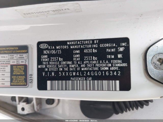 5XXGW4L24GG016342 KIA t-gdi theta ii