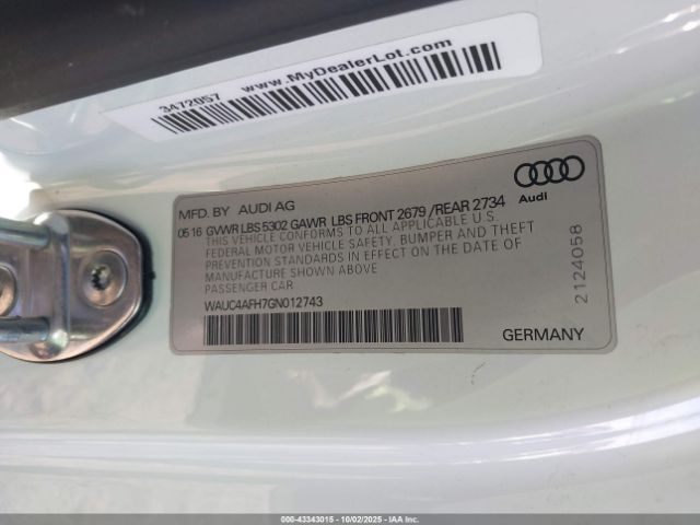 2016 AUDI S5 WAUC4AFH7GN012743 Photo 8