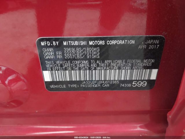 2017 MITSUBISHI LANCER JA32U2FU2HU012365 Photo 8