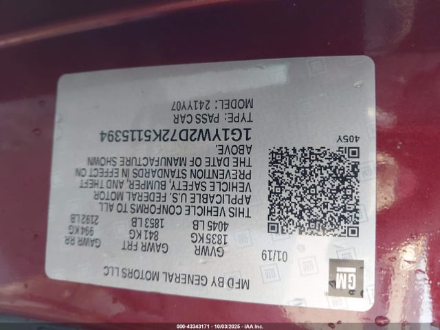 2019 CHEVROLET CORVETTE 1G1YW2D72K5115394 Photo 8