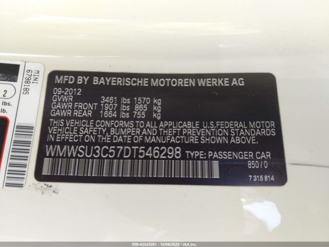 2013 MINI HARDTOP WMWSU3C57DT546298 Photo 8