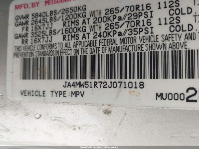 2002 MITSUBISHI MONTERO JA4MW51R72J071018 Photo 8