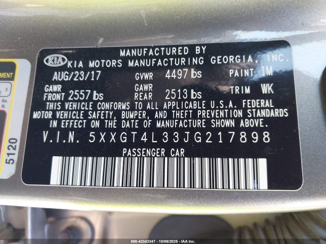 5XXGT4L33JG217898 KIA gdi