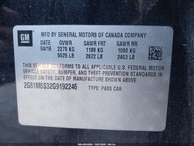 2016 CADILLAC XTS 2G61M5S32G9192246 Photo 8