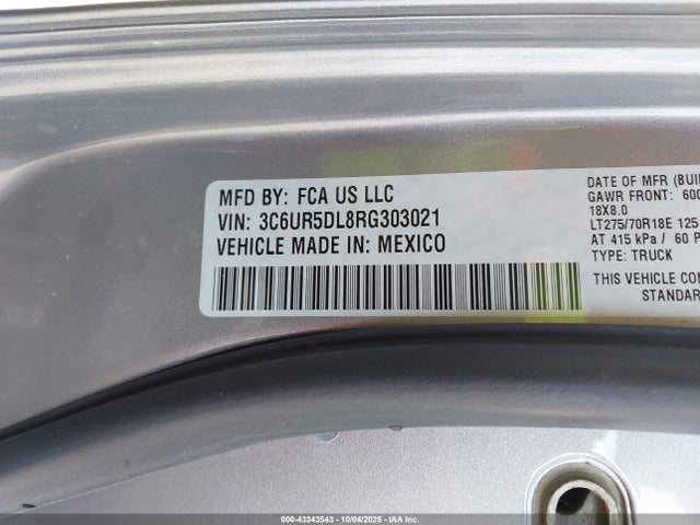 3C6UR5DL8RG303021 RAM 2500