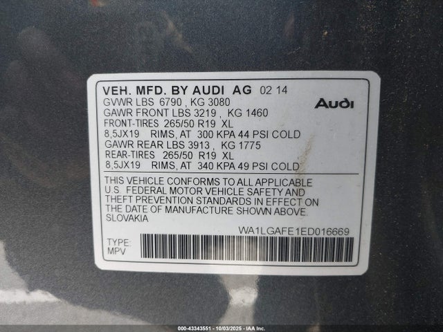 2014 AUDI Q7 WA1LGAFE1ED016669 Photo 8
