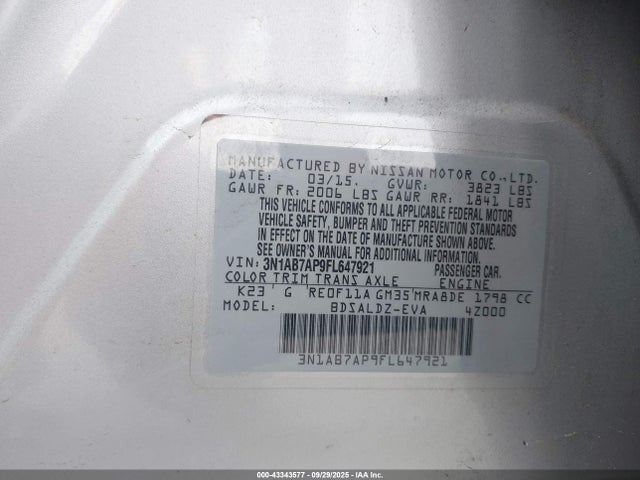 3N1AB7AP9FL647921 Nissan 2015