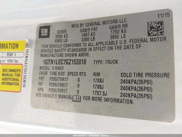 1GTN1LEC7GZ153018 GMC l83 - sidi, vvt, afm, e85 max, aluminum