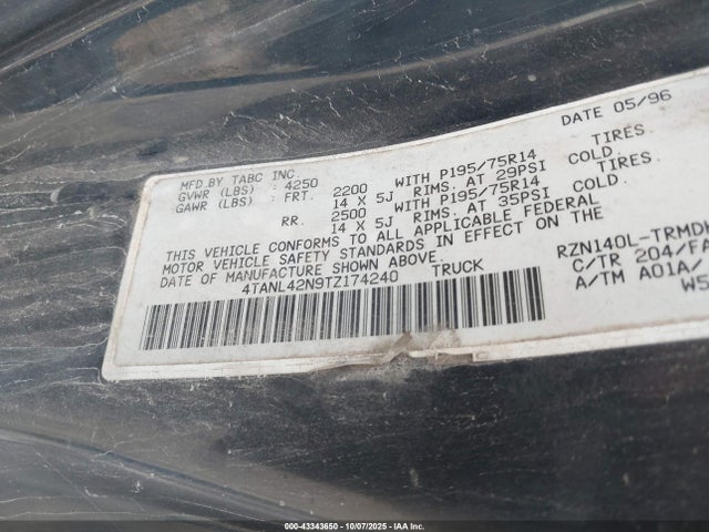1996 TOYOTA TACOMA 4TANL42N9TZ174240 Photo 8