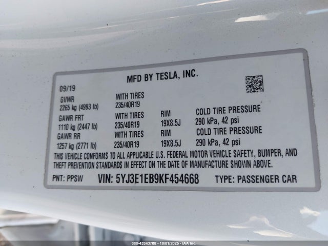 2019 TESLA MODEL 3 5YJ3E1EB9KF454668 Photo 8