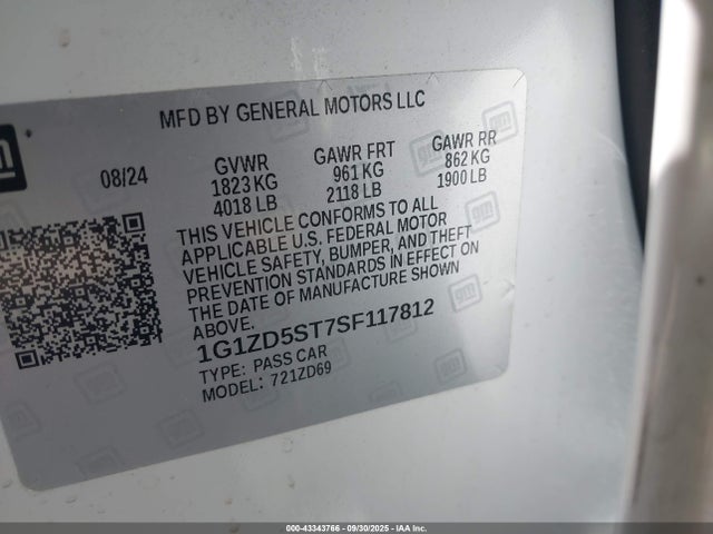 1G1ZD5ST7SF117812 Chevrolet lfv