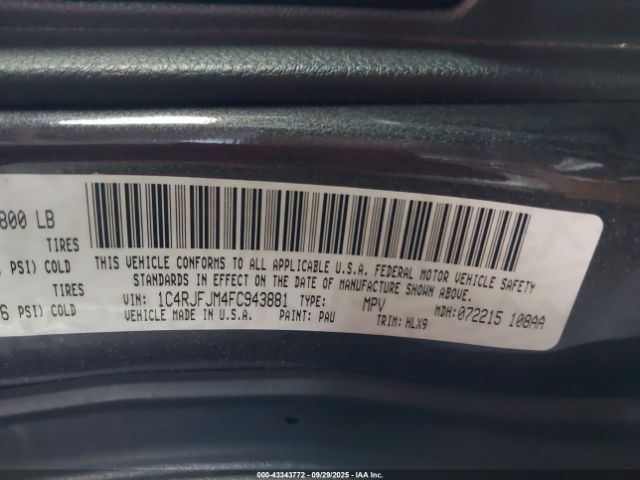 2015 JEEP GRAND CHEROKEE 1C4RJFJM4FC943881 Photo 8