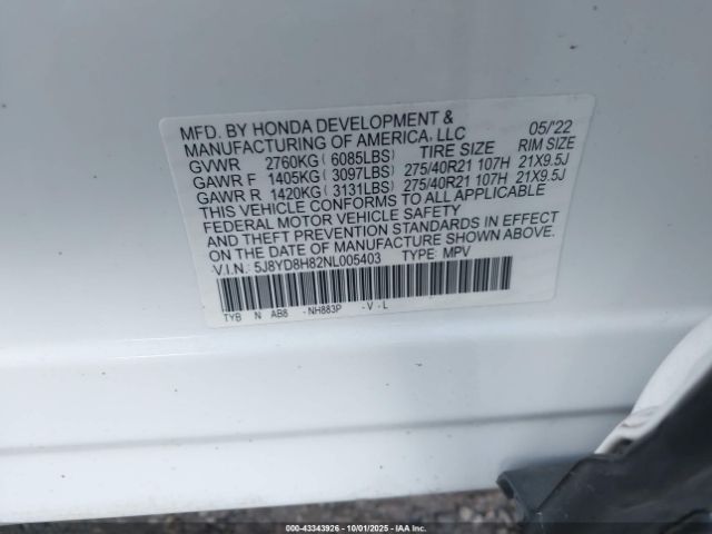 2022 ACURA MDX 5J8YD8H82NL005403 Photo 8