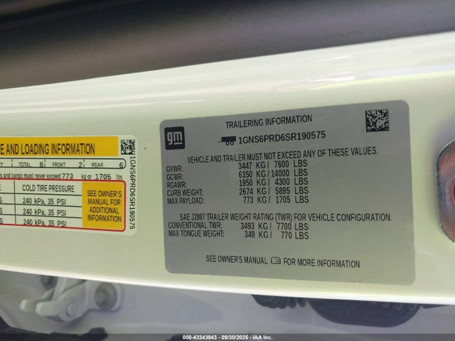 Chevrolet l84 2025 1GNS6PRD6SR190575 Image 9