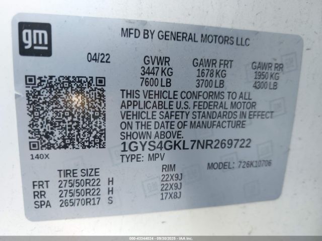 2022 CADILLAC ESCALADE 1GYS4GKL7NR269722 Photo 8