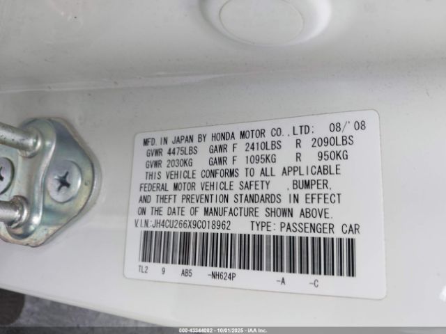 2009 ACURA TSX JH4CU266X9C018962 Photo 8