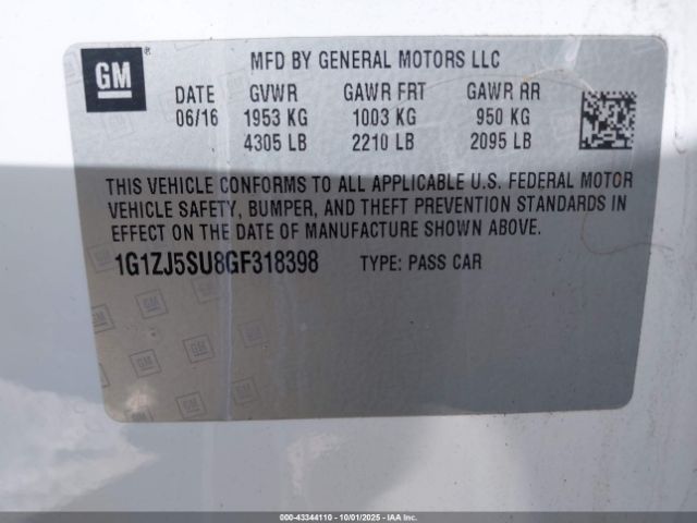 2016 CHEVROLET MALIBU HYBRID 1G1ZJ5SU8GF318398 Photo 8