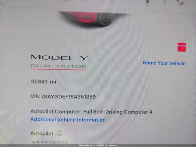 2025 TESLA MODEL Y 7SAYGDEF1SA351359 Photo 6