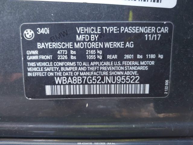 2018 BMW 340I WBA8B7G52JNU95522 Photo 8