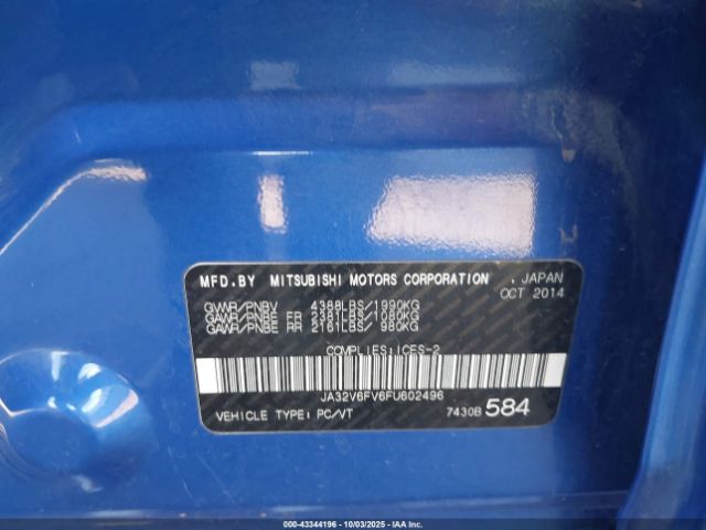 2015 MITSUBISHI LANCER JA32V6FV6FU602496 Photo 8