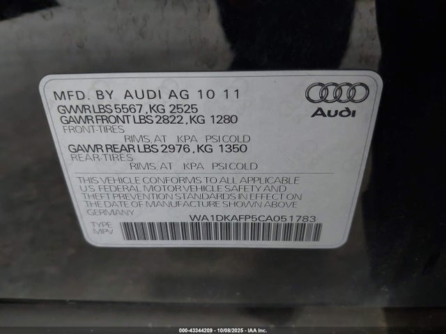 2012 AUDI Q5 WA1DKAFP5CA051783 Photo 8