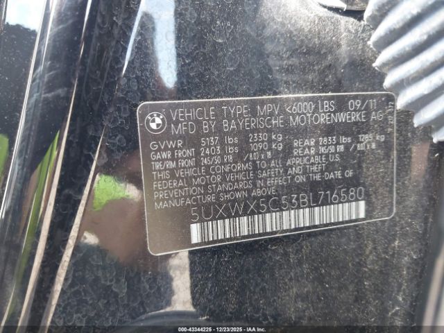 2011 BMW X3 5UXWX5C53BL716580 Photo 8