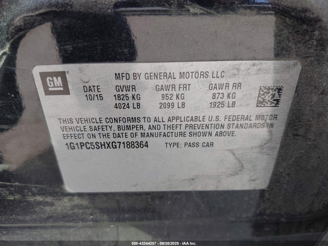 1G1PC5SHXG7188364 Chevrolet luw - e85 max