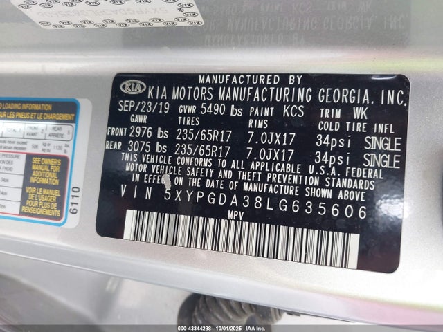 5XYPGDA38LG635606 KIA gdi theta-ii