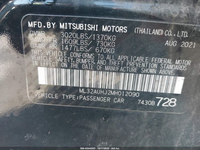 2021 MITSUBISHI MIRAGE ML32AUHJ2MH012090 Photo 8