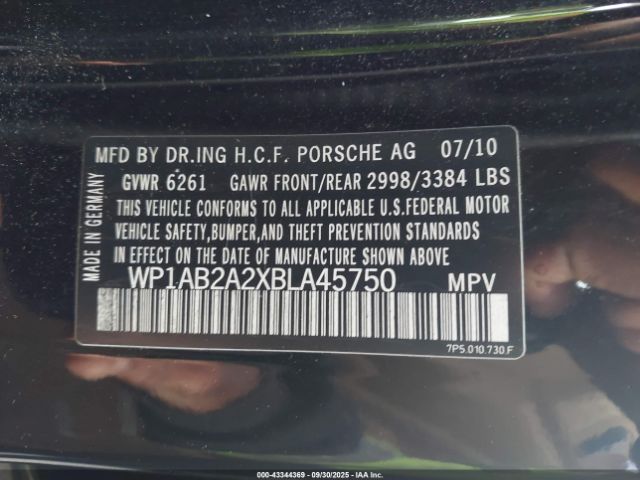 2011 PORSCHE CAYENNE WP1AB2A2XBLA45750 Photo 8