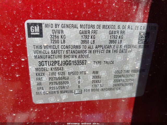 3GTU2PEJ9GG153567 GMC l86 - sidi, vvt, afm, e85 max, alum