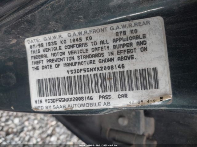 1999 SAAB 9-3 YS3DF55NXX2008146 Photo 8