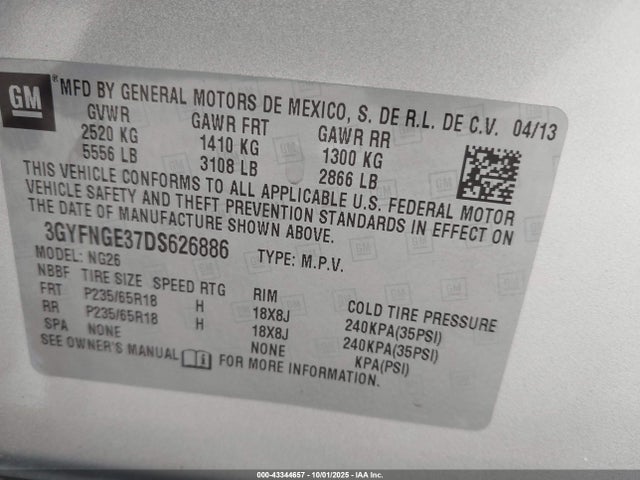 2013 CADILLAC SRX 3GYFNGE37DS626886 Photo 8