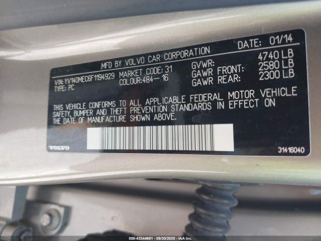 2015 VOLVO V60 YV140MEC6F1194929 Photo 8