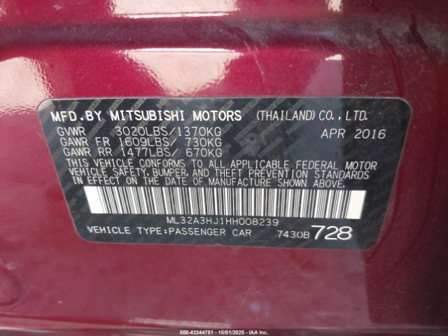 2017 MITSUBISHI MIRAGE ML32A3HJ1HH008239 Photo 8